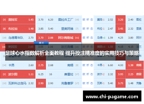 足球心水指数解析全面教程 提升投注精准度的实用技巧与策略